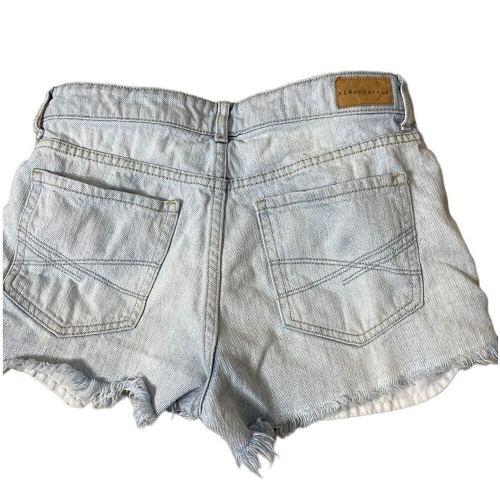 Aeropostale brand High waisted Aero cheeky light wash distressed frayed SZ 4 - Picture 3 of 6